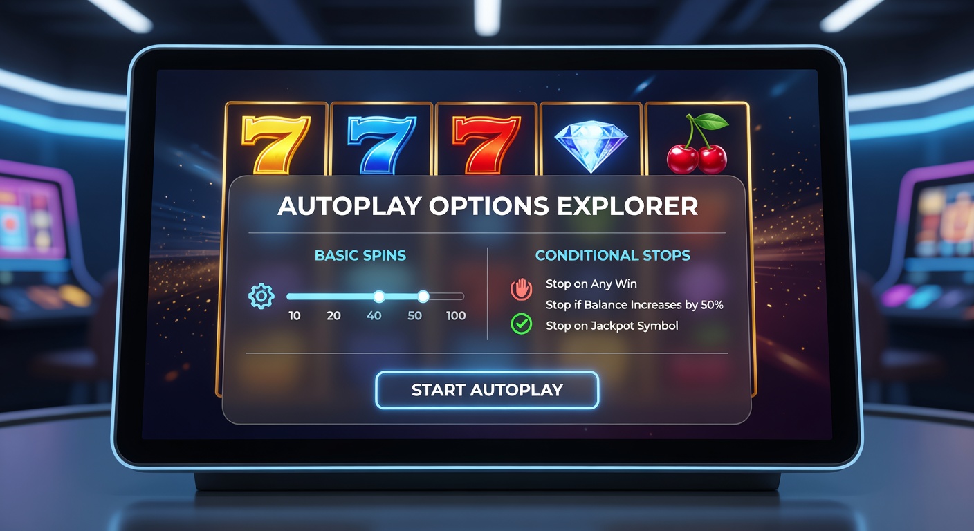 Screenshot of a classic slot machine interface displaying basic autoplay settings with spin counters and start button