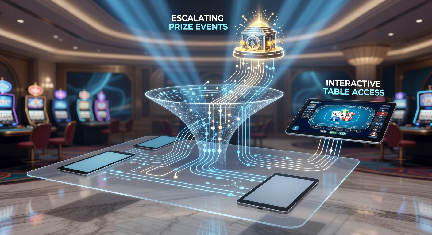 Mobile casino app interface showing transaction routing paths to prize escalations and live table access on handheld devices