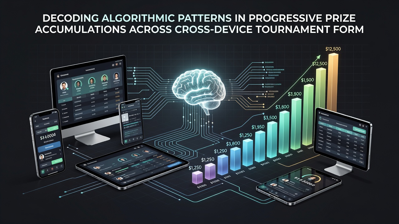 Cross-device tournament interface displaying synchronized progressive prize accumulations