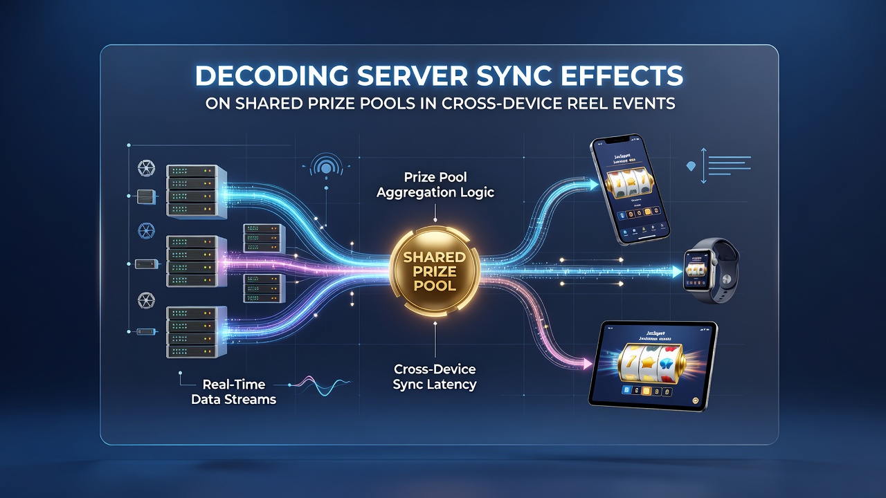 Cross-device reel event interface displaying synchronized prize pool updates across mobile and desktop screens