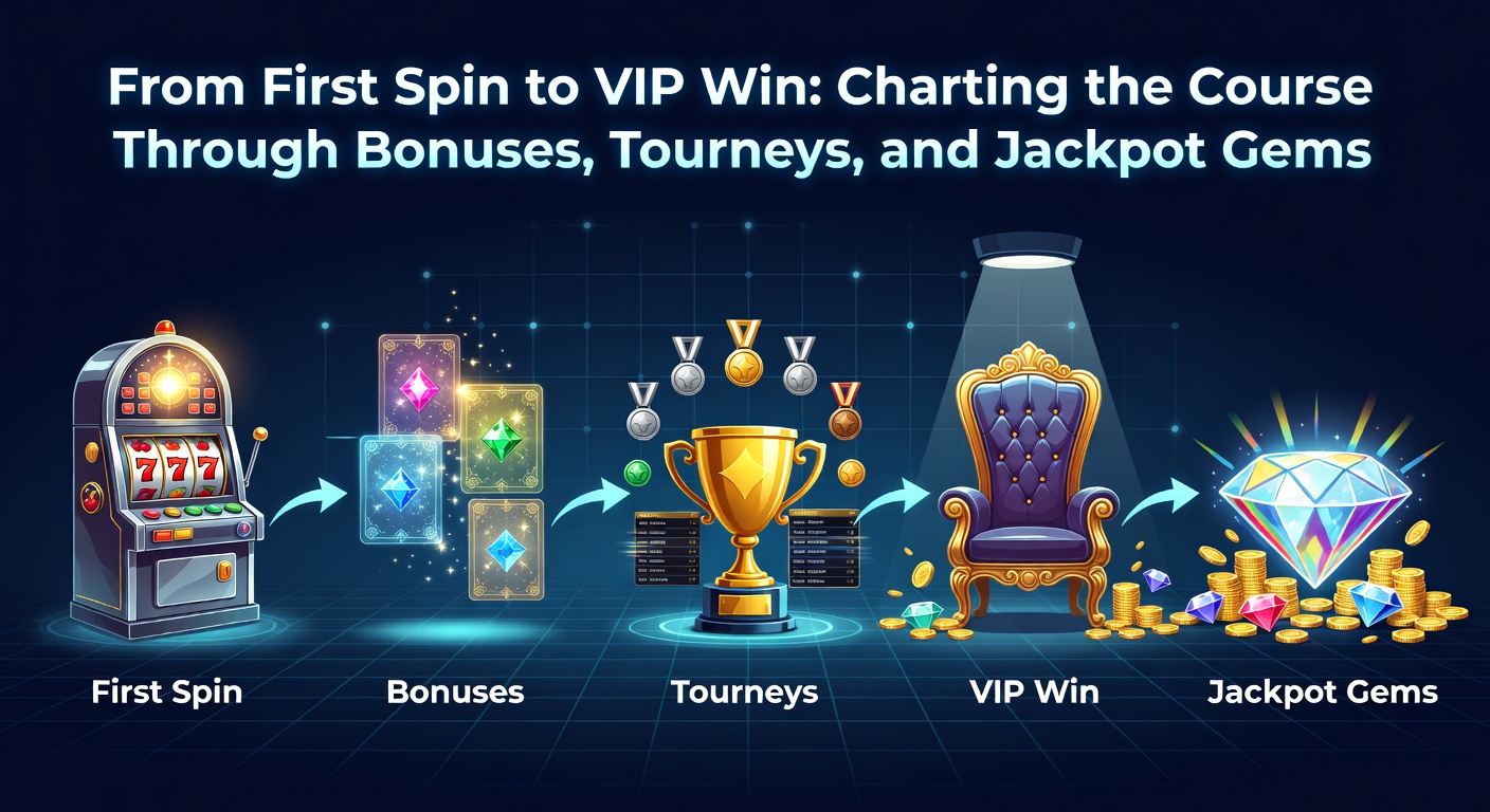 A player hits teh first spin on a vibrant slot reel, symbols lighting up as the journey to bonuses, tournaments, jackpots, and VIP status begins