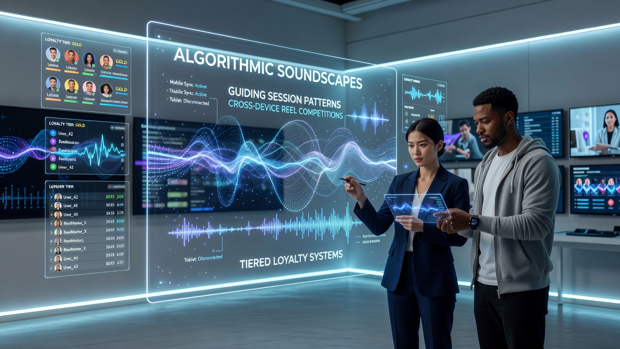 Loyalty tier progression visualized through algorithmic sound patterns in multi-device reel competition environments