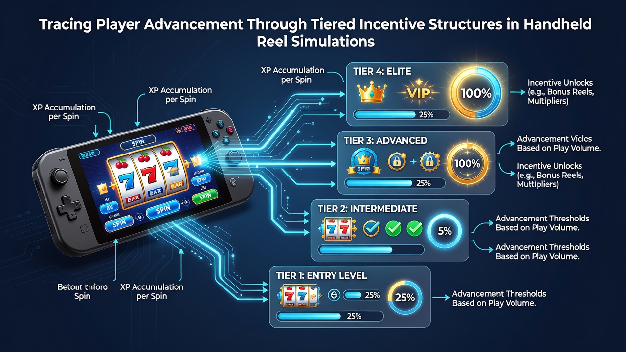 Dashboard view of player tier progression analytics with graphs showing advancement over time in handheld simulations